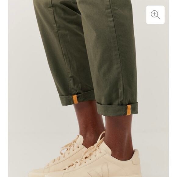 PACT Organic Cotton Twill Roll Up Drawstring Grape Leaf Green Pants, Size Small - Picture 4 of 13